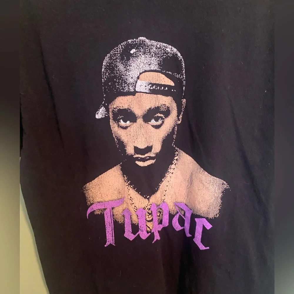 Black Graphic Tee with Purple Print - Picture 2 of 4